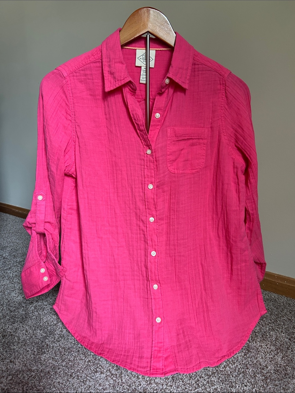 St. John’s Bay Women’s Button-Down Shirt - Hot Pink